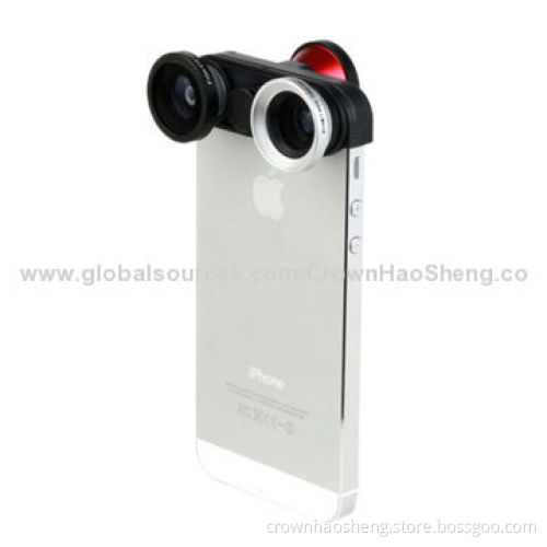 4-in-1 bumper lens kit for iPhone 5 (2 plus fish-eye lens, macro, wide angle)